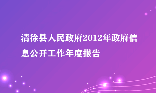 清徐县人民政府2012年政府信息公开工作年度报告