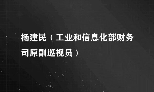 杨建民（工业和信息化部财务司原副巡视员）