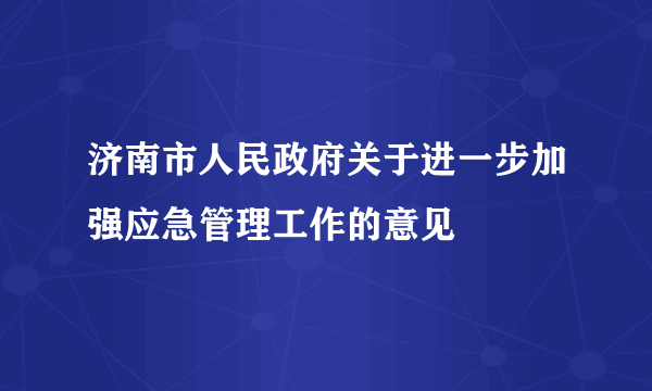 济南市人民政府关于进一步加强应急管理工作的意见