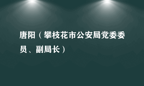 唐阳（攀枝花市公安局党委委员、副局长）