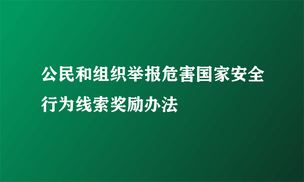 公民和组织举报危害国家安全行为线索奖励办法