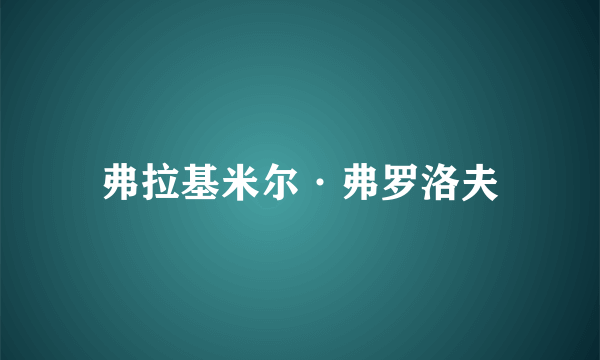 什么是弗拉基米尔·弗罗洛夫