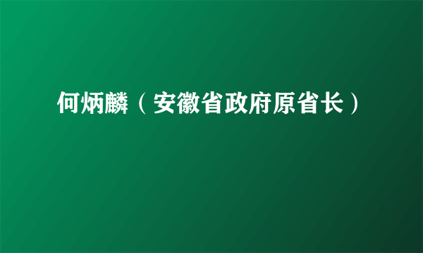 何炳麟（安徽省政府原省长）