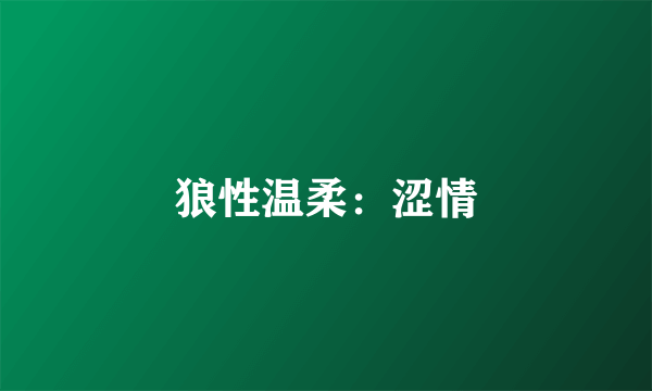 狼性温柔：涩情