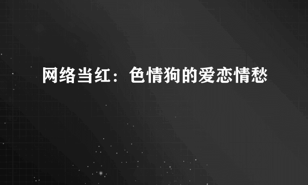 什么是网络当红：色情狗的爱恋情愁