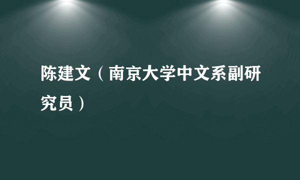 什么是陈建文（南京大学中文系副研究员）