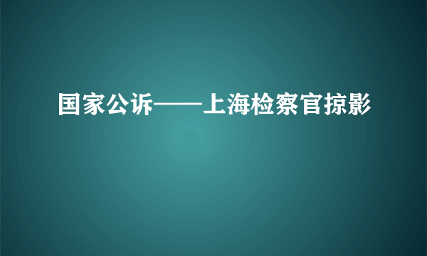 国家公诉——上海检察官掠影