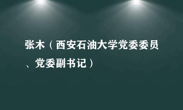 张木（西安石油大学党委委员、党委副书记）