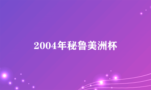 什么是2004年秘鲁美洲杯