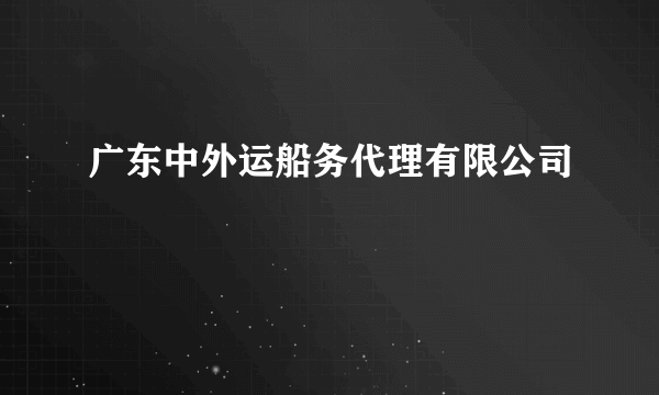 什么是广东中外运船务代理有限公司