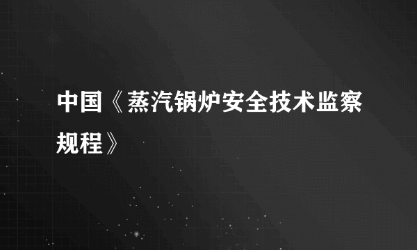 中国《蒸汽锅炉安全技术监察规程》