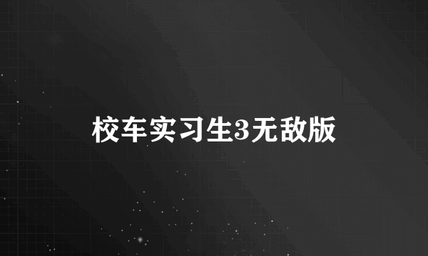 校车实习生3无敌版