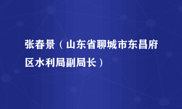 什么是张春景（山东省聊城市东昌府区水利局副局长）