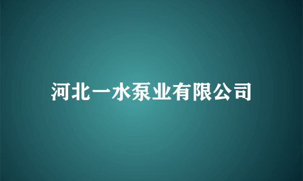 河北一水泵业有限公司