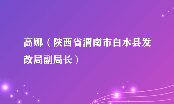 什么是高娜（陕西省渭南市白水县发改局副局长）