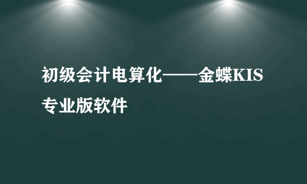 初级会计电算化——金蝶KIS专业版软件