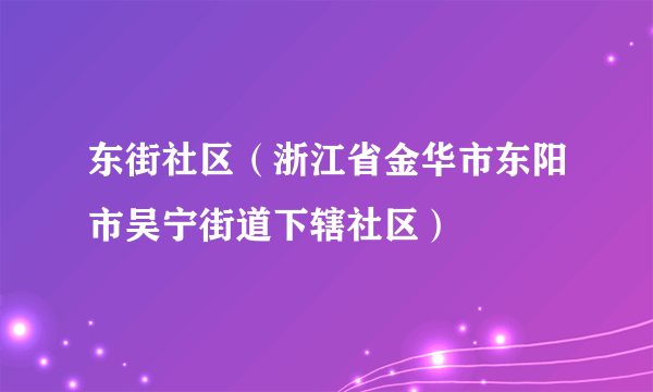 东街社区（浙江省金华市东阳市吴宁街道下辖社区）