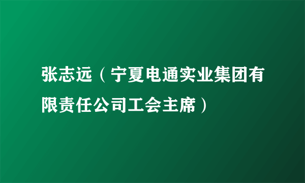 什么是张志远（宁夏电通实业集团有限责任公司工会主席）