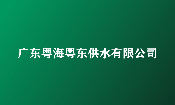 什么是广东粤海粤东供水有限公司