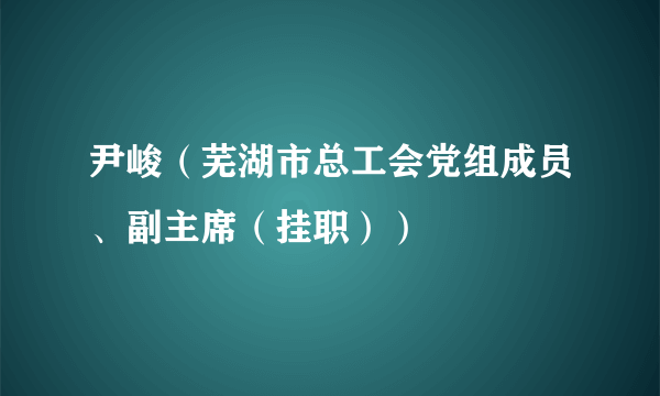 什么是尹峻（芜湖市总工会党组成员、副主席（挂职））