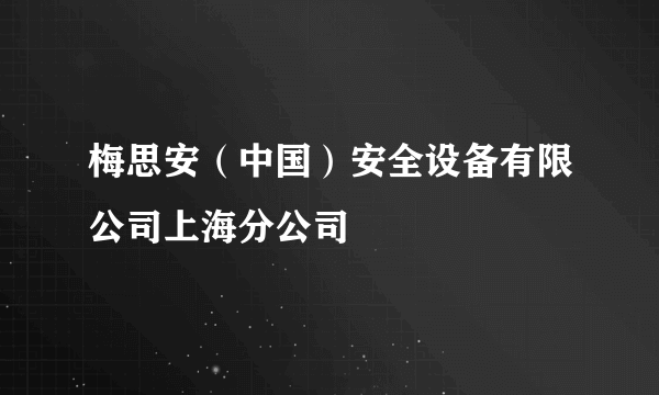 什么是梅思安（中国）安全设备有限公司上海分公司