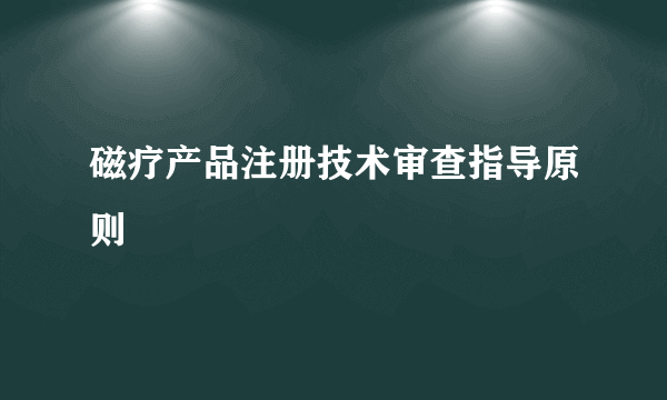 磁疗产品注册技术审查指导原则