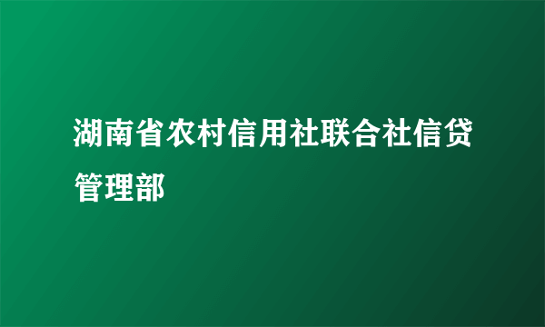 湖南省农村信用社联合社信贷管理部