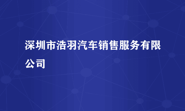 深圳市浩羽汽车销售服务有限公司