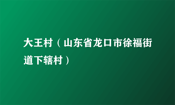 大王村（山东省龙口市徐福街道下辖村）