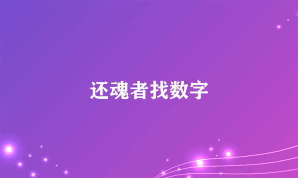 还魂者找数字