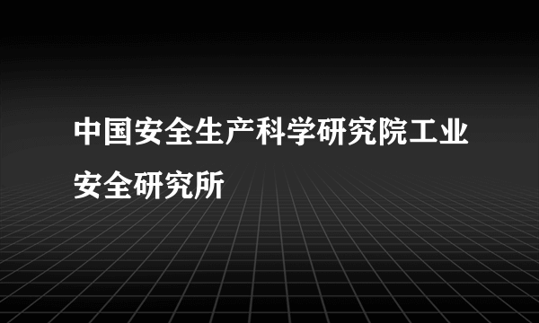 中国安全生产科学研究院工业安全研究所