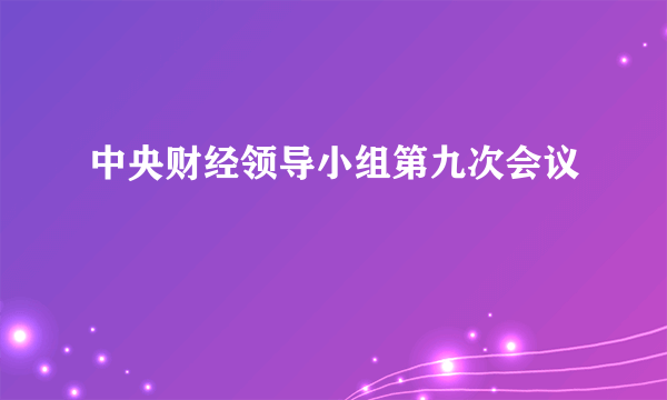 什么是中央财经领导小组第九次会议