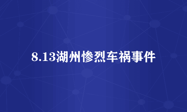 8.13湖州惨烈车祸事件