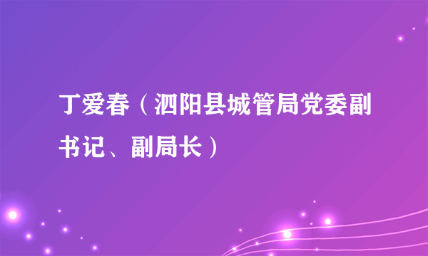 丁爱春（泗阳县城管局党委副书记、副局长）