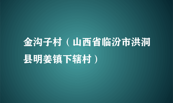 金沟子村（山西省临汾市洪洞县明姜镇下辖村）