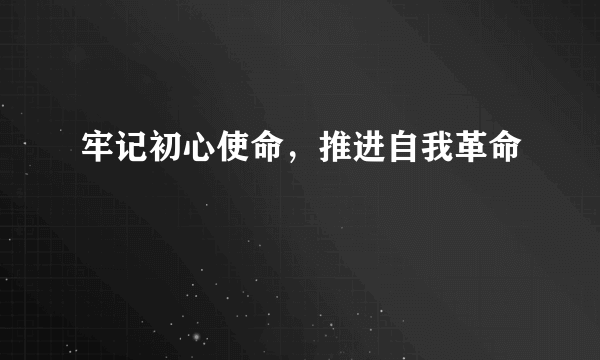 牢记初心使命，推进自我革命