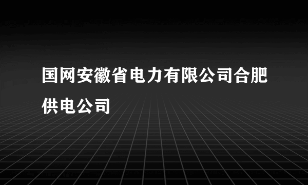 什么是国网安徽省电力有限公司合肥供电公司