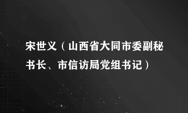 什么是宋世义（山西省大同市委副秘书长、市信访局党组书记）