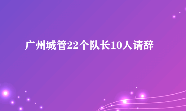 广州城管22个队长10人请辞