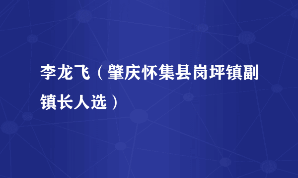 李龙飞（肇庆怀集县岗坪镇副镇长人选）