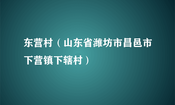 东营村（山东省潍坊市昌邑市下营镇下辖村）