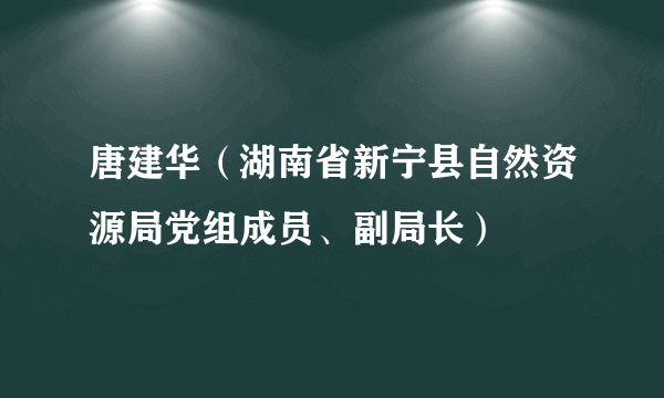 唐建华（湖南省新宁县自然资源局党组成员、副局长）