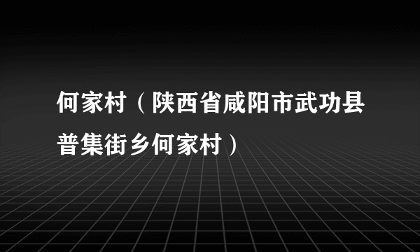 何家村（陕西省咸阳市武功县普集街乡何家村）