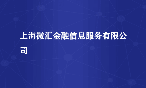 什么是上海微汇金融信息服务有限公司