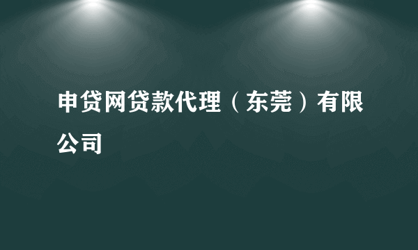 申贷网贷款代理（东莞）有限公司