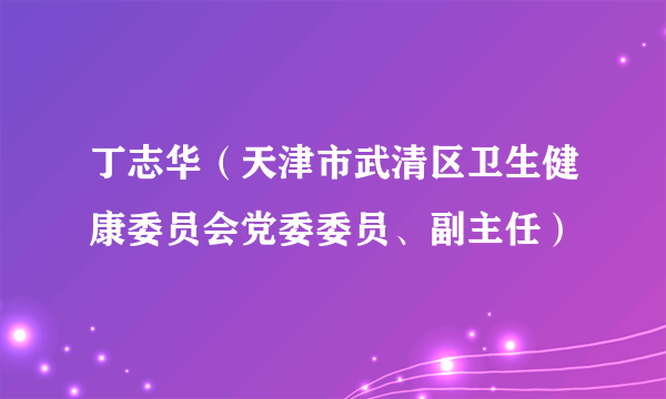 丁志华（天津市武清区卫生健康委员会党委委员、副主任）