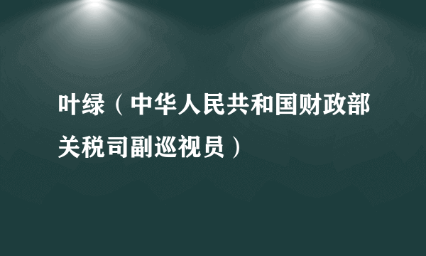 叶绿（中华人民共和国财政部关税司副巡视员）