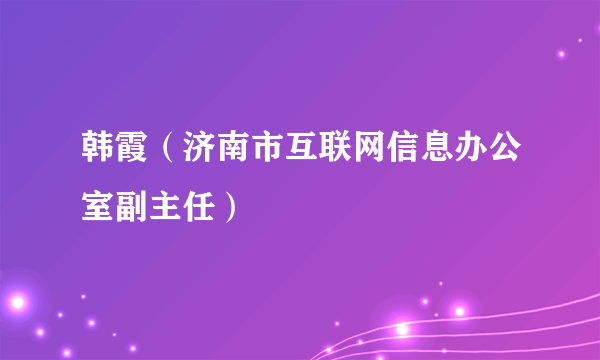 韩霞（济南市互联网信息办公室副主任）