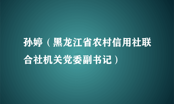 孙婷（黑龙江省农村信用社联合社机关党委副书记）