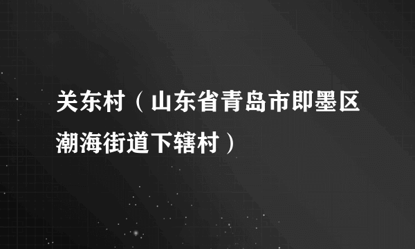 什么是关东村（山东省青岛市即墨区潮海街道下辖村）